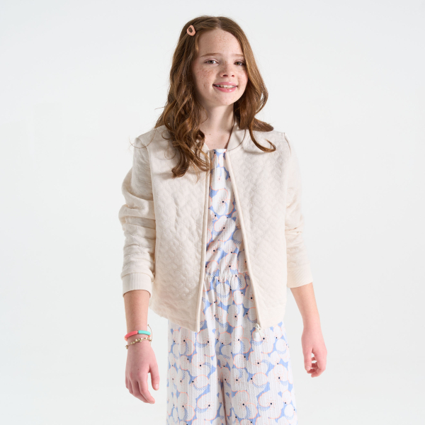 سويت شيرت أبيض مبطن مرسوم عليه قلب للفتيات